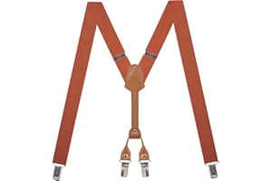 Action Ward Women's Suspenders - 1" Width - Y Back 4 Clip Skinny Ladies Suspenders, Brown Rust, adult, adjustable