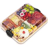 Charcuterie Board with Lid - Portable Bamboo Wood Serving Tray + Lid for Entertaining - Cutting Board - Large Platter + Cover for Valentine's Day Present, Birthday, Housewarming, Wedding Shower Gifts