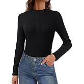 YUCOLEN Women's Long Sleeve Mock Neck Sweater Ribbed Knit Slim Fit Basic Tops Lightweight T Shirts Going Out 2025 Clothes