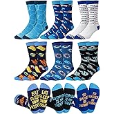 Jamntower 6 Pairs Novelty Sports Gifts for Men Cotton Crew Socks Birthday Gift for Wrestling Swim Fencing Boxing Lover