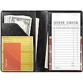 Mymazn Black Server Books for Waitress Book Waiter Book Server Booklet Restaurant Waitstaff Organizer, Serving Book Guest Check Book Holder Money Pocket Fits Server Apron (Black)