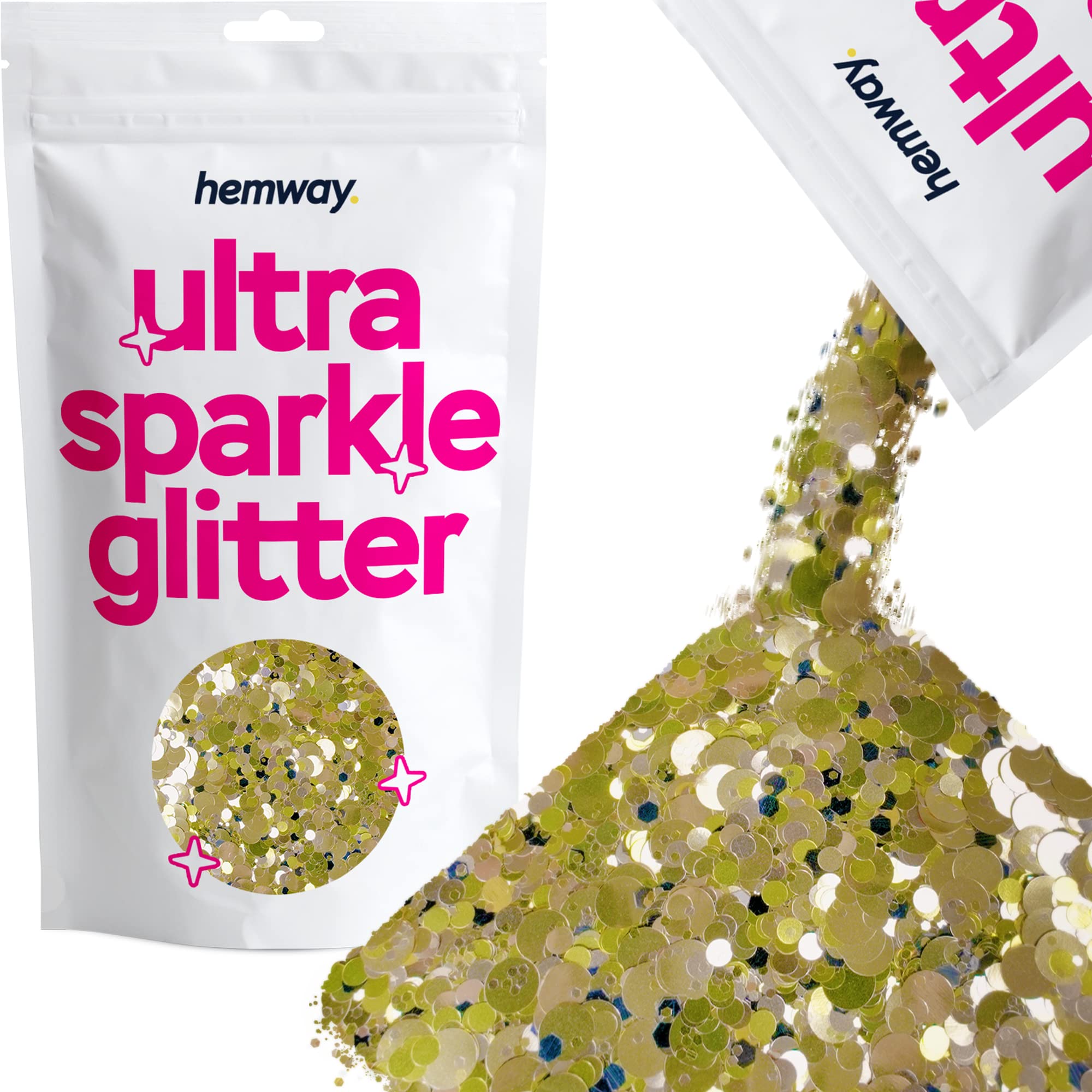 Hemway Ultra Sparkle Glitter Bright Gold Black Tiger Mix 100g Mixed | Glitter for Arts & Craft, Makeup, Nail Art, Crafting, Card Making, Sparkle Decoration