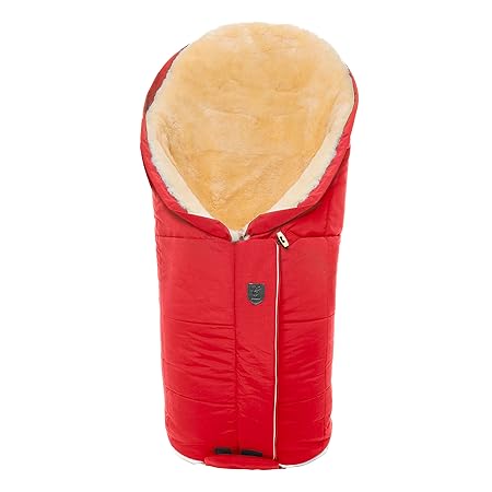 Lammfell Kinderwagen-Fußsack CHRIST – kuscheliger Lammfellfußsack, aus medizinischem Fell, aufgeklappt als Krabbelmatte, Spie