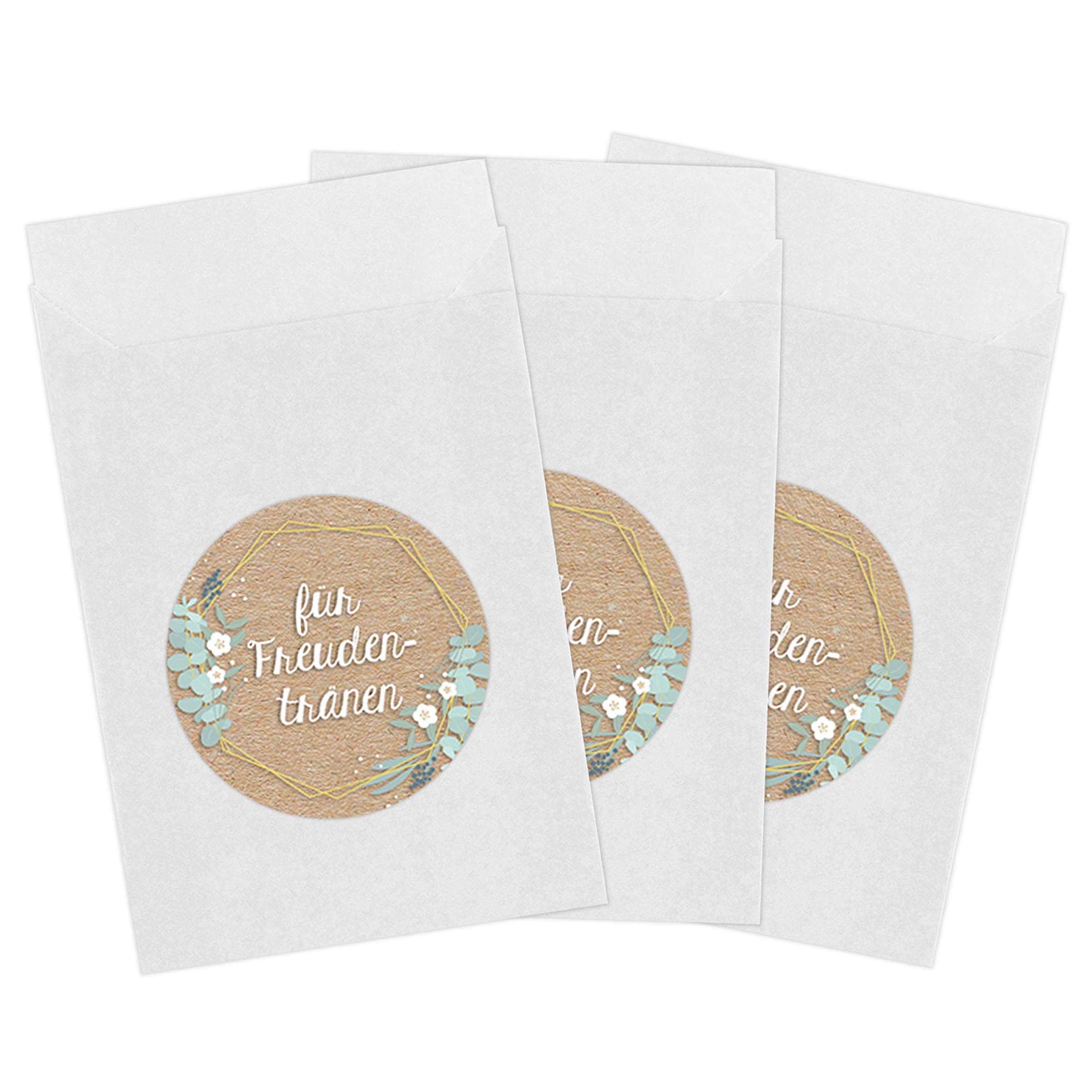 50 Paper Bags & 50 Tears of Joy Stickers for Wedding | Packaging for Tears of Joy, Handkerchiefs, Vintage Decorative Paper Bags & Stickers Set 7