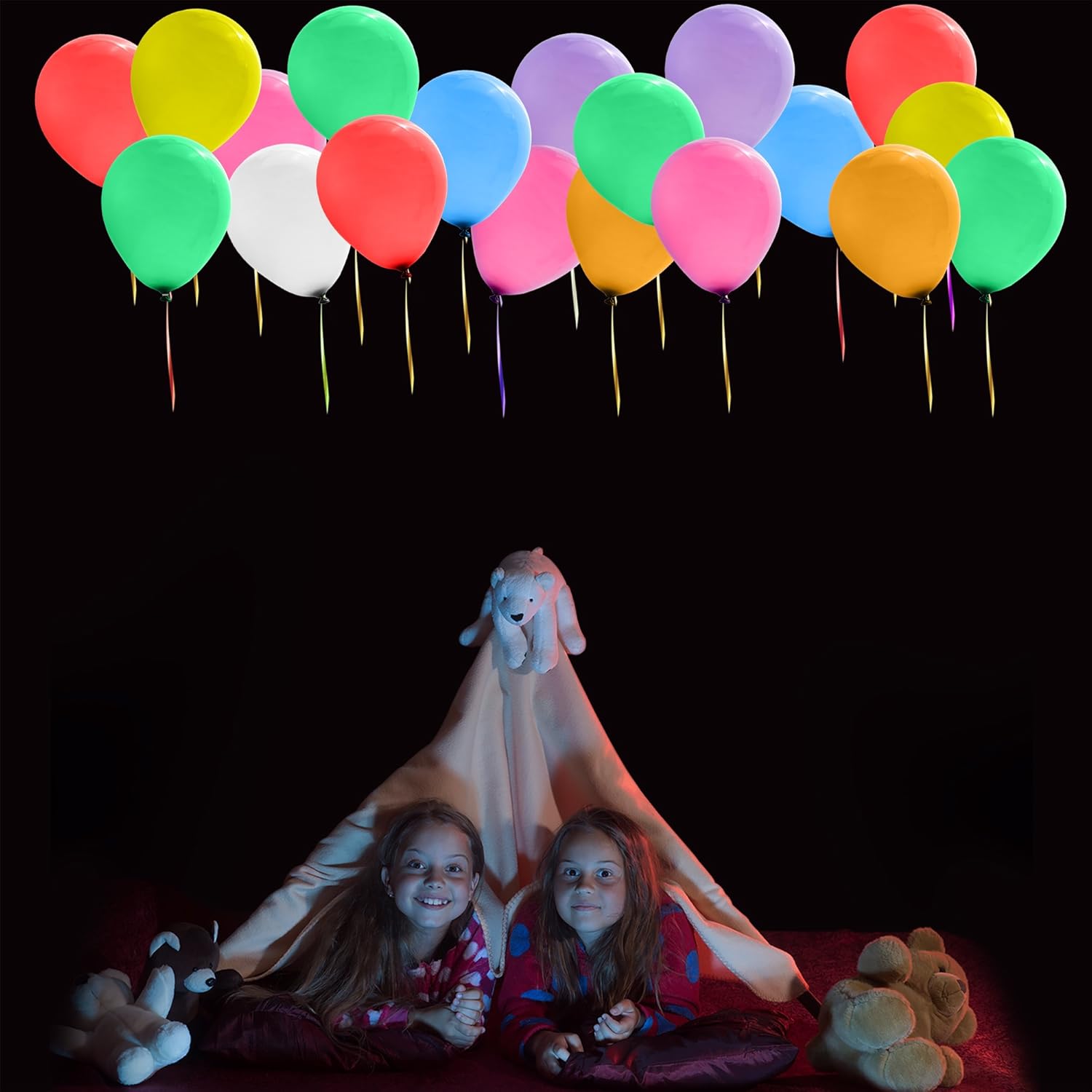 iFUNow 32 Pack LED Balloons Flashing, 8 Colors Light Up Balloons, Lasts 12-24 Hours for Glow in the Dark Party Supplies, Birthday Decorations, Halloween Party: Toys & Games