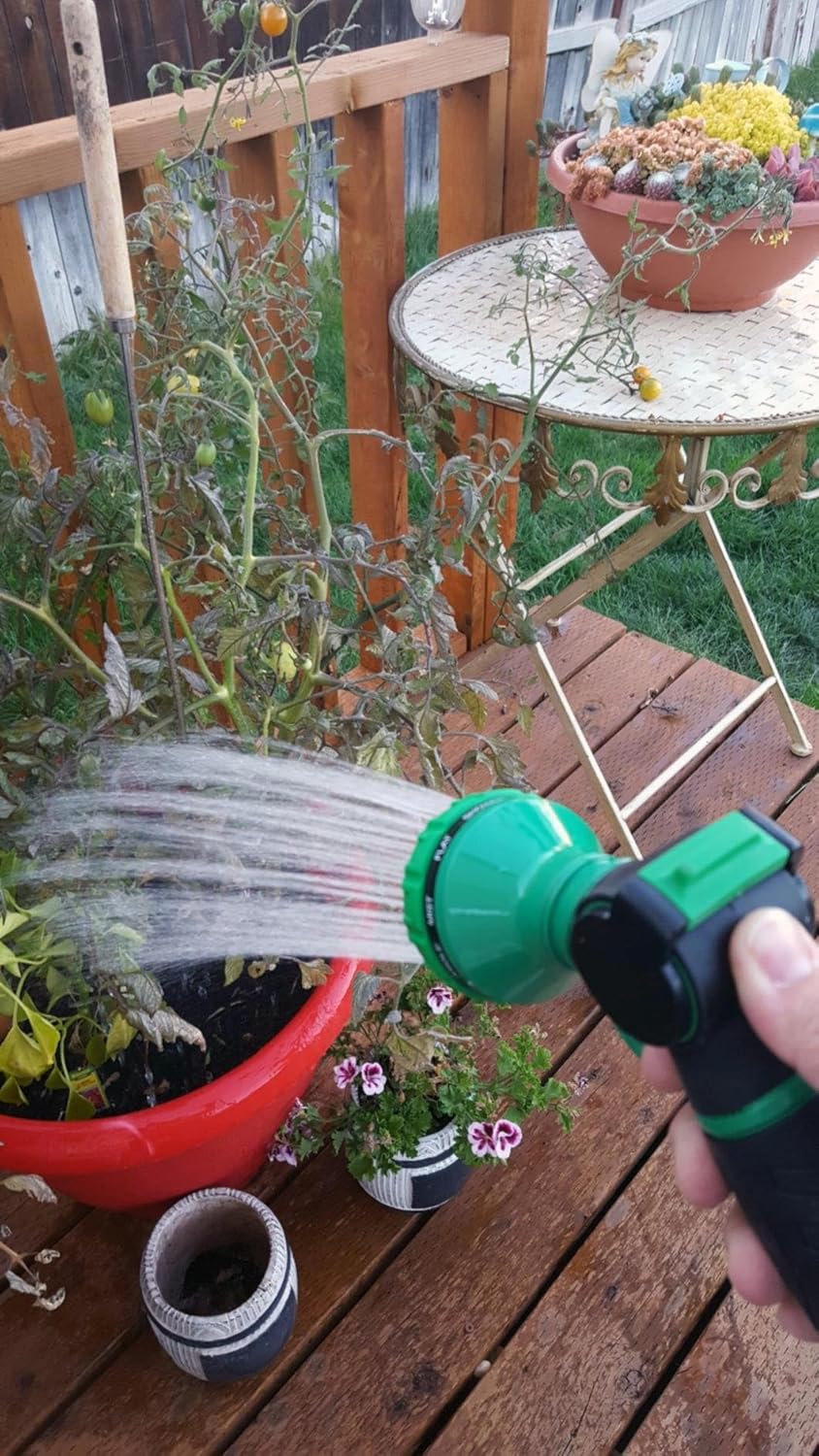 Metal Lever Garden Hose Nozzle 10-Pattern One-Touch Sprayer: Home Improvement