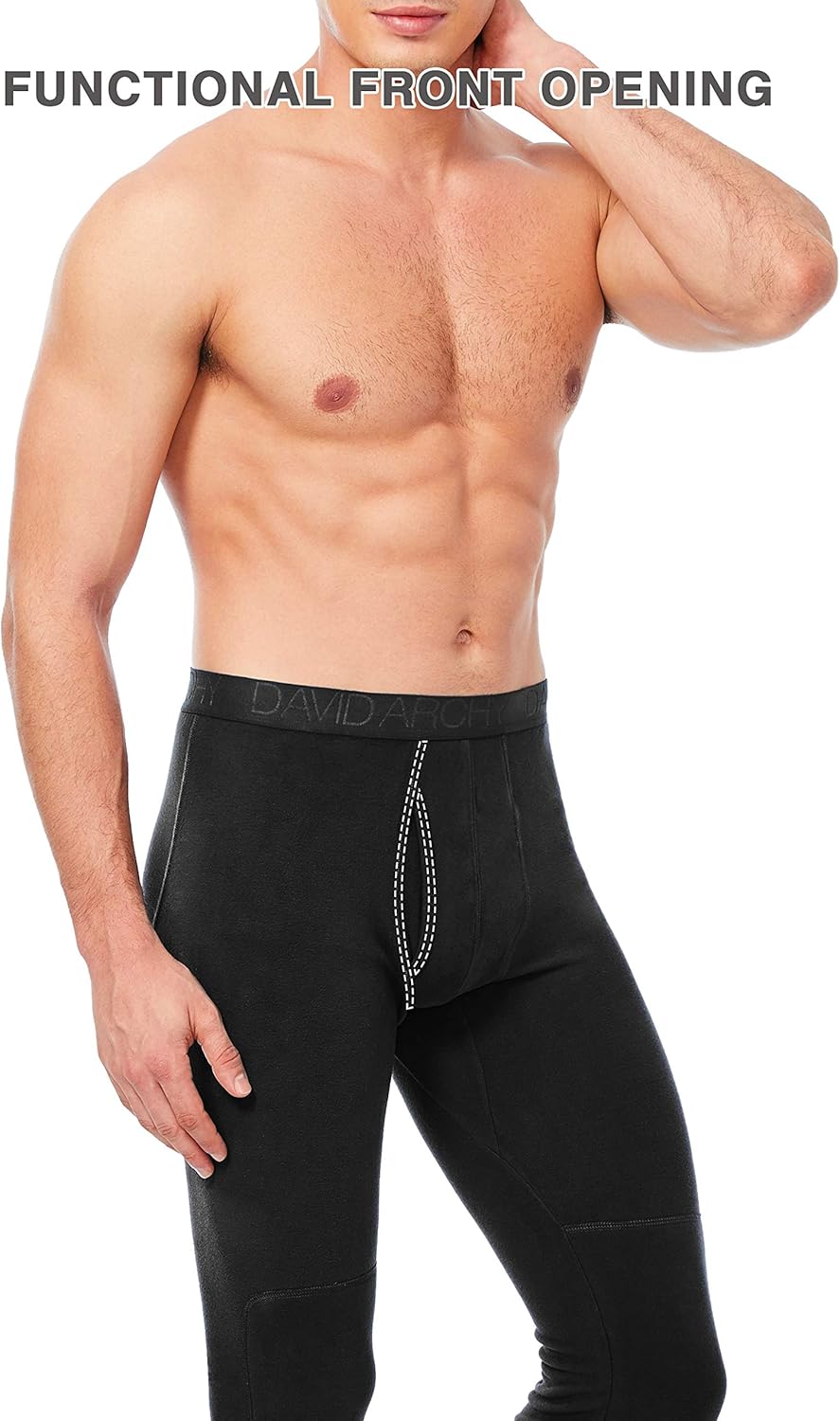 DAVID ARCHY Men's 2 Pack Ultra Soft Winter Warm Base Layer Pants Fleece Lined Thermal Bottoms Long Johns with Fly at  Men’s Clothing store