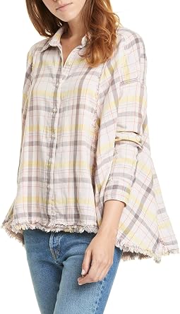 Amazon Com We The Free Womens Seeking Starlight Plaid Button Front Casual Top Clothing