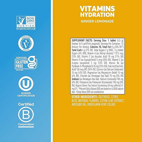NUUN, ELECTROLYTE DRINK TABS GINGER LEMONADE BOX, 8 COUNT