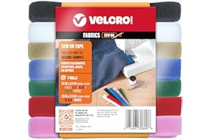 VELCRO Brand Sew on Tape 15ft x 3/4 in Variety Pack 7 Colors for Fabrics Clothing and Crafts, Substitute for Snaps and Buttons, Cut Strips to Length