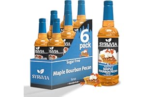 Sugar-Free Maple Bourbon Pecan Syrup by Syruvia 6-Pack, 25.4 fl oz, Wholesale Coffee Syrup Shops, Cafes, Baristas, Bistros, & Beverage Bars, Bulk Kosher & Gluten-Free