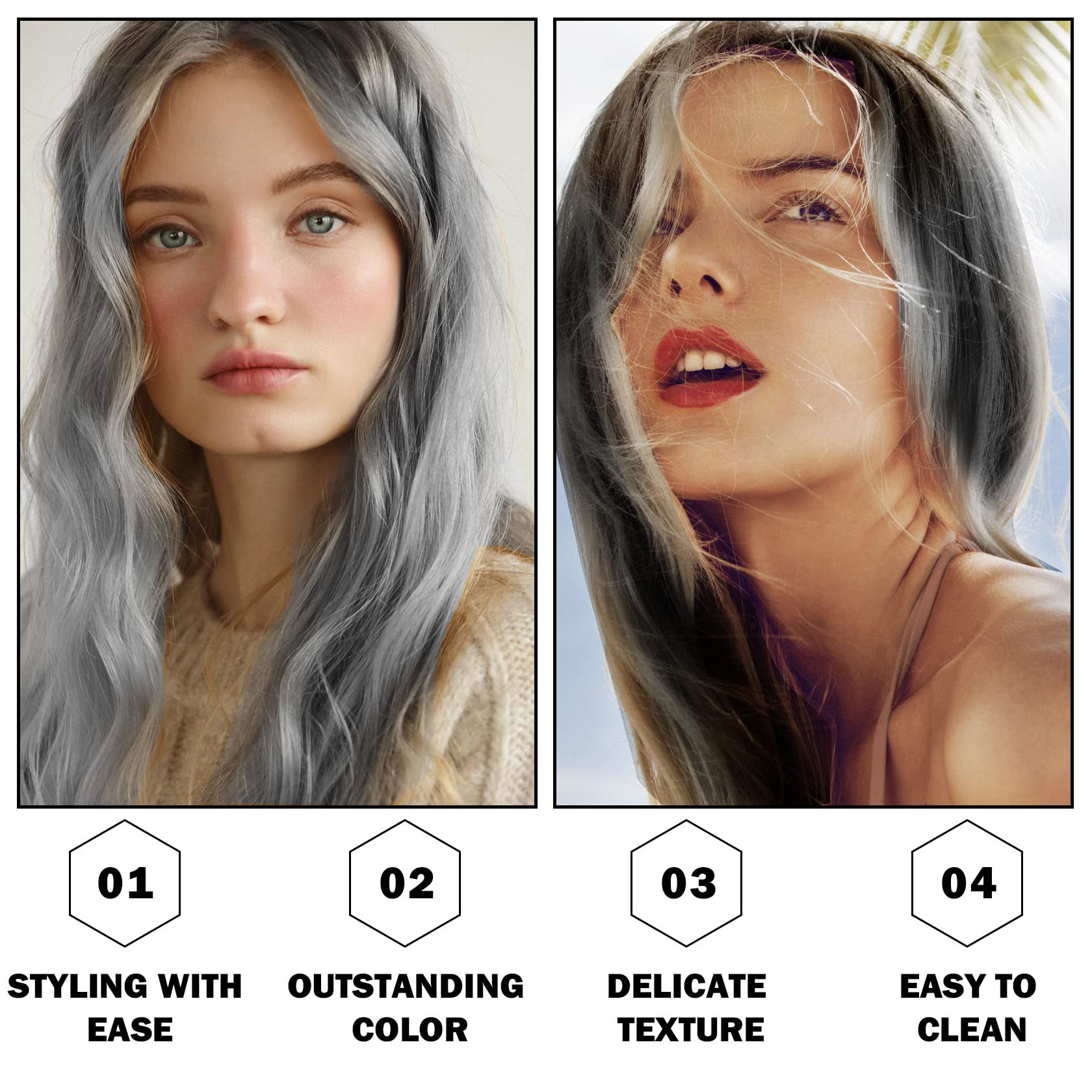 Silver Hair Dye Wax Color,Temporary Hair Dye Color,Washable Treatment with All Day Hold,Natural Hair Wax for Party, Cosplay, Halloween, Christmas,Daily Use, Date