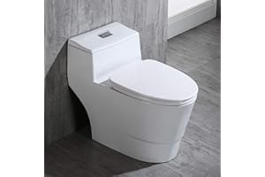 WOODBRIDGE T-0018/B-0735 Dual Flush Elongated One Piece Soft Closing Seat, Comfort Height, White T-0018/B0735, Modern Toilet