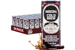 SWEET SOURCE GLOBAL Nescafe Iced Coffee Drinks in Cans - Canned Coffee Drinks Beverages - Serve Chilled - Liquid Ice Coffee - Can Coffee, Iced & Ready to Drink - 8.1 oz Skinny Cans (24 Pack, Cold Brew Latte)