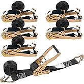2 Inch Ratchet Straps 6 Pack, 15ft Heavy Duty Tie Down Straps with J Hooks, 6000 LBS Break Strength, 2000 LBS Working Load, Cargo Ratchet Straps for Truck Trailer ATV Motorcycle