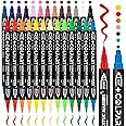 colpart 26 Colors Acrylic Paint Markers,Dual Tip Acrylic Paint Pens For Rock Painting Wood Canvas Plastic Stone,With Medium Tip and Brush Tip Paint Markers Christmas Gift DIY Crafts