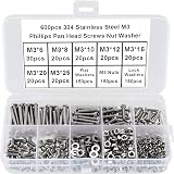 FandWay M3 x 6-25mm Pan Head Machine Screws Nuts Washers Set 304 Stainless view 2