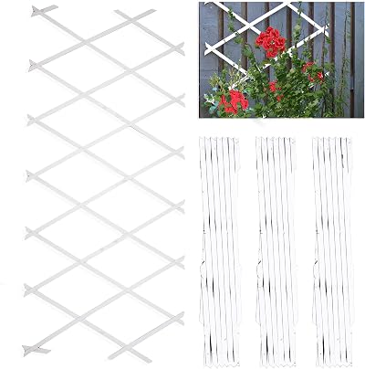DIVCHI Wooden Expandable Trellis Wall Fence 180x60cm Pack of 3 White