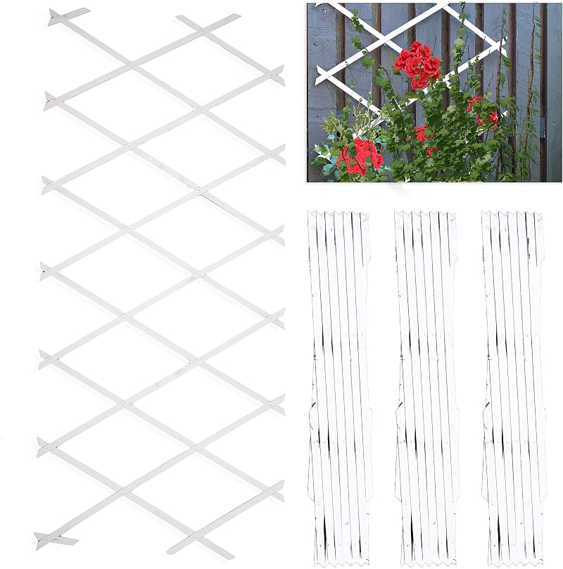 DIVCHI Wooden Expandable Trellis Wall Fence 180x60cm Pack of 3 White