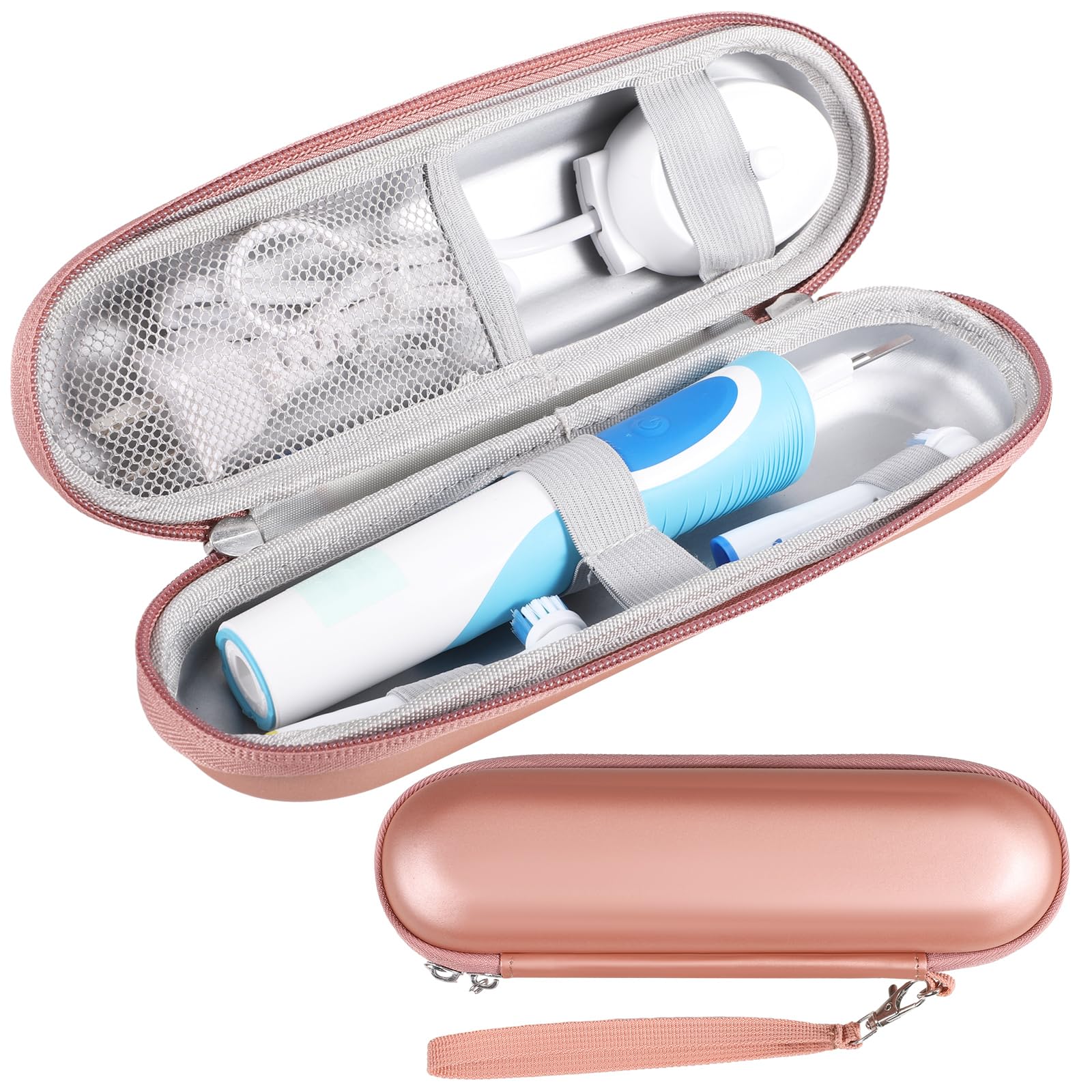 Electric Toothbrush Travel Case, Portable Electric Toothbrush Case with Accessories Storage, Toothbrush Holder for Travel School Business Trips (Rose Gold) — image 1