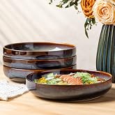 theterra 8.5" Ceramic Pasta Bowls Set of 4, Salad Bowls | Versatile Serving Bowls for Pasta, Salad, Fruit &amp; Noodles, Housewarming &amp; Wedding Gift, Mocha Brown
