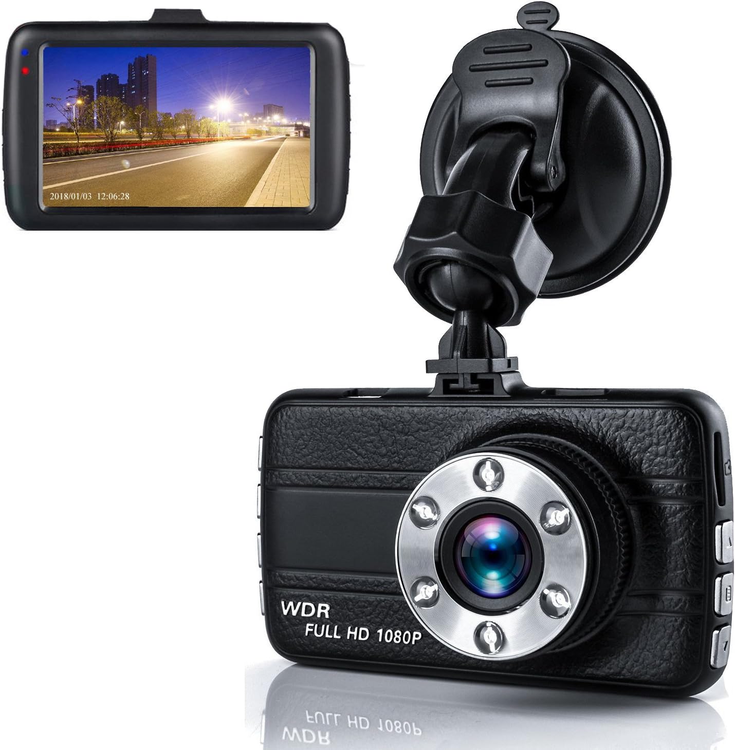 Dash Cam,Dashboard Camera, Frehoy Full HD 1080, 3.0" Screen DVR Car Dashboard Camera Recorder with 170° Wide Angle, Night Vision, G-Sensor, WDR, Loop Recording, Motion Detection, (Black2)