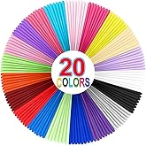 YhuiCxir 20 Colors 3D Pen Filament Refills 1.75mm PLA Wires Each Color 5 Metres Total 100 Metres with 2 Finger Caps Compatibl