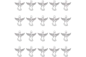 SUNNYCLUE 1 Box Guardian Angel Charms 20~100Pcs More Choice Angel Metal Charms 18K Gold Plated Stainless Steel or Alloy Angel Wing Charms Bulk Cupid Love Charms for Jewelry Making Charms