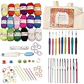 Incraftables Crochet Kit for Beginners – 85 Piece Beginner Crochet Kit for Adults & Kids with Yarn, Hooks, Accessories & Bonu