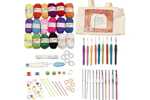 Incraftables Crochet Kit for Beginners – 85 Piece Beginner Crochet Kit for Adults & Kids with Yarn, Hooks, Accessories & Bonu