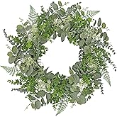Briful 20in Eucalyptus Door Wreath Spring Summer Greenery Wreath Artificial Hanging Foliage Wreath for Front Door Outside All Season Window Mantle Farmhouse Home Decor