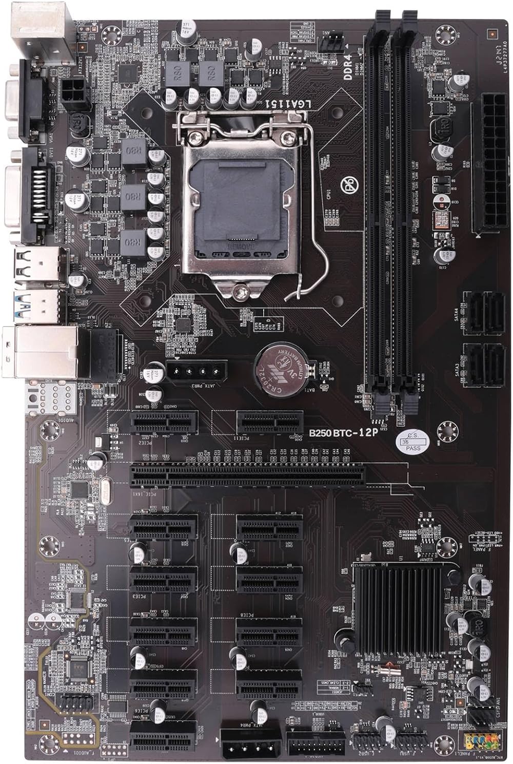 Tsadeer B250 Mining Motherboard LGA1151 12 PCIe USB3.0 SATA3 DDR4 ATX
