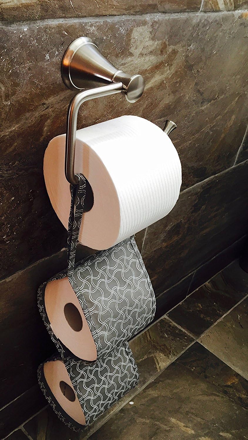 Hampton Direct Fabric Toilet Paper Holder for Extra Storage Saves Space and Complements Any Bathroom Gray