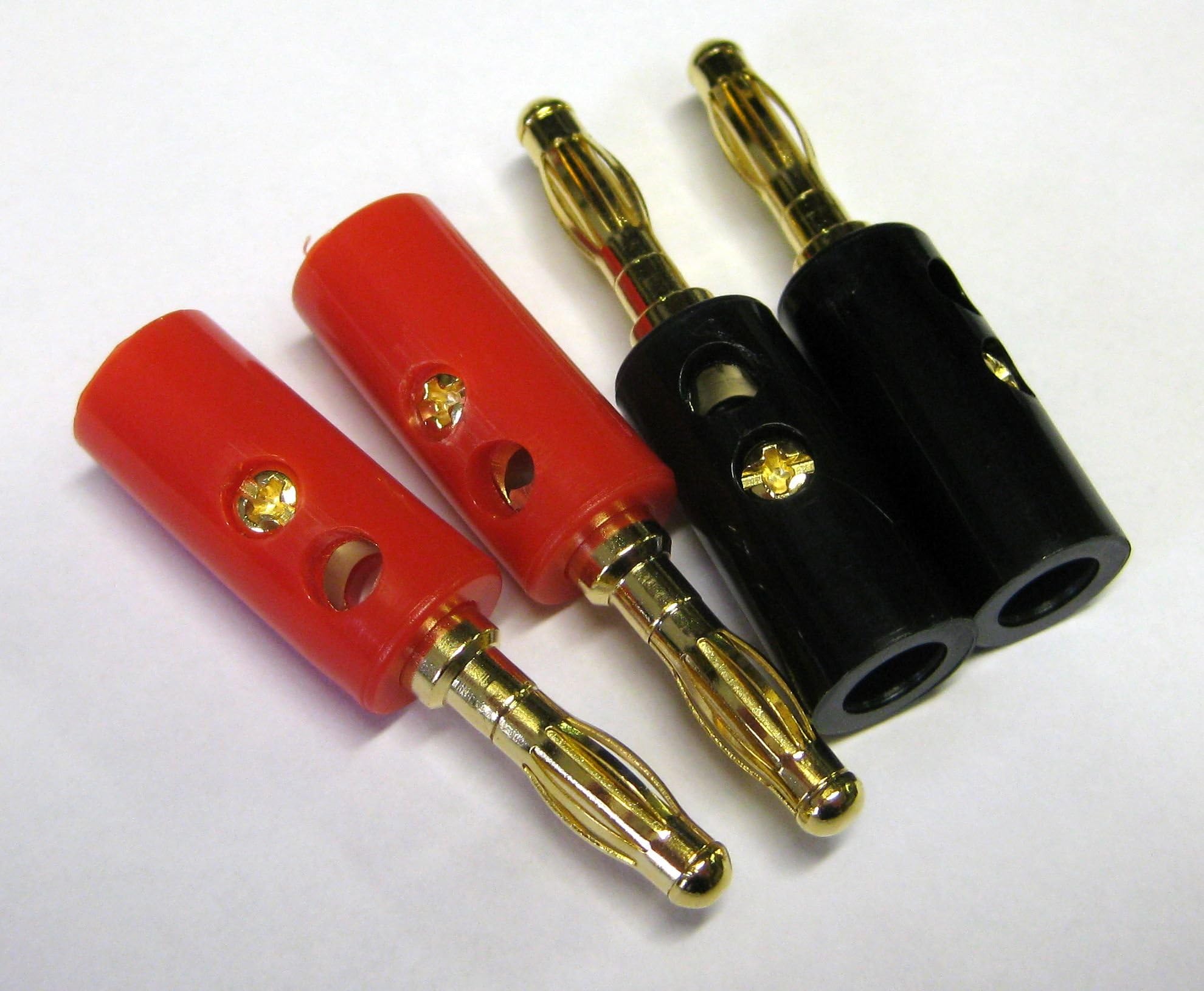 Sound Cables 4mm Solderless Gold Banana Plugs Pack of 4 (2 Red 2 Black)