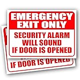(2 Pack) Emergency Exit Only Alarm Will Sound Sign