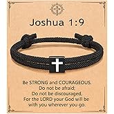 UNGENT THEM Men Adjustable Rope Cross Bracelet - Easter Christmas Christian Baptism Birthday Gifts for Teens