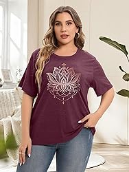 Women Plus Size Floral Graphic Tees Casual Daisy T