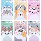 Yelltale 6 Pack Cute Cartoon Animal Sticky Notes, Memo Pads | Animal Page Markers Flags, Self Adhesive Sticky Notes for School, Home, Office, Study and Daily Planning