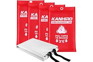Emergency Fire Blanket for Home Kitchen - KANHIRO (4 Pack, 40 in X 40 in), Emergency Silicone Fire Blanket
