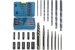 Thinkpro Broken Bolt Extractor Kit-24 Pieces Reverse Drill Bit Extractor Set with Left Hand Drill Bit Guides,Easy Out Screw Extractor Set For Stripped,Broken Head Screw and Nuts