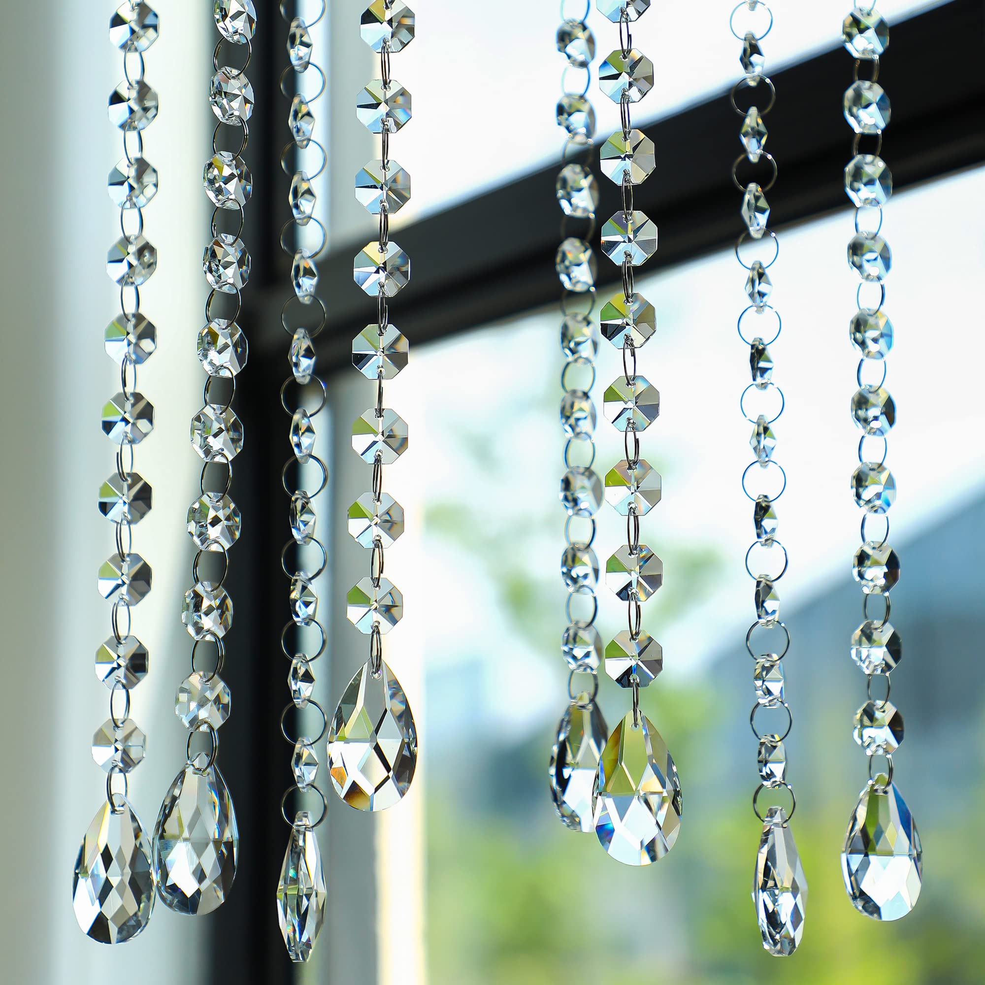 1ft 10pcs Teardrop Crystals Garland,Crystal Teardrop Chandelier Replacement,Hanging Glass Suncatcher for Window,Wedding Decor