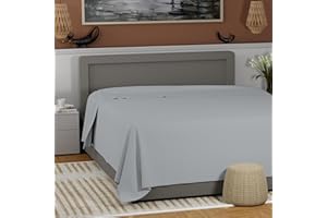 SUPREME ELEGANCE King Size Flat Sheet Only, 100% Cotton Sheets, Cool & Crisp Percale Sheets King Size Top Sheet, Highly Breathable & Comfortable (King Soft Gray)