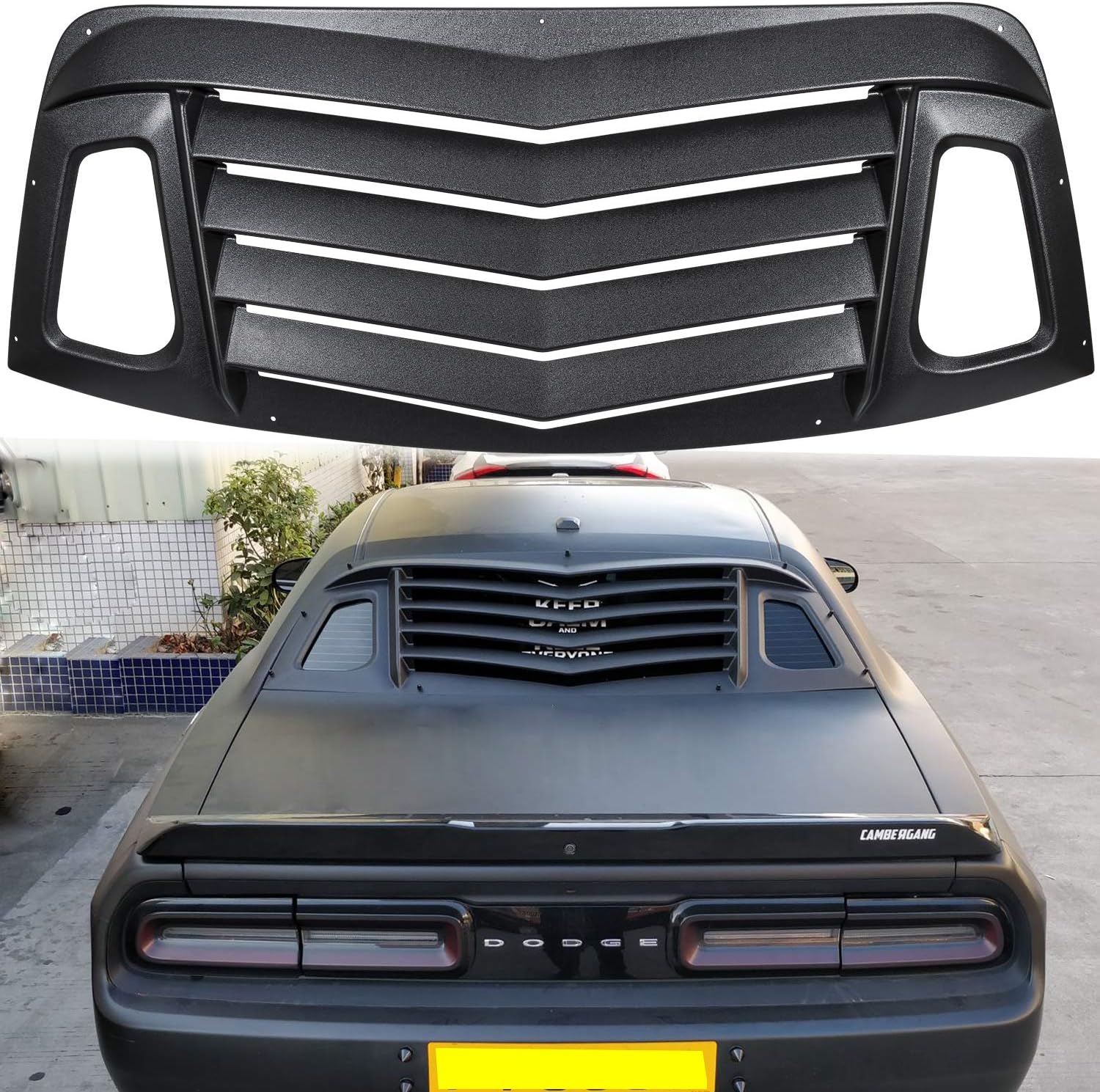 Rear Window Louvers for Dodge Challenger 20082020 Matte Black ABS
