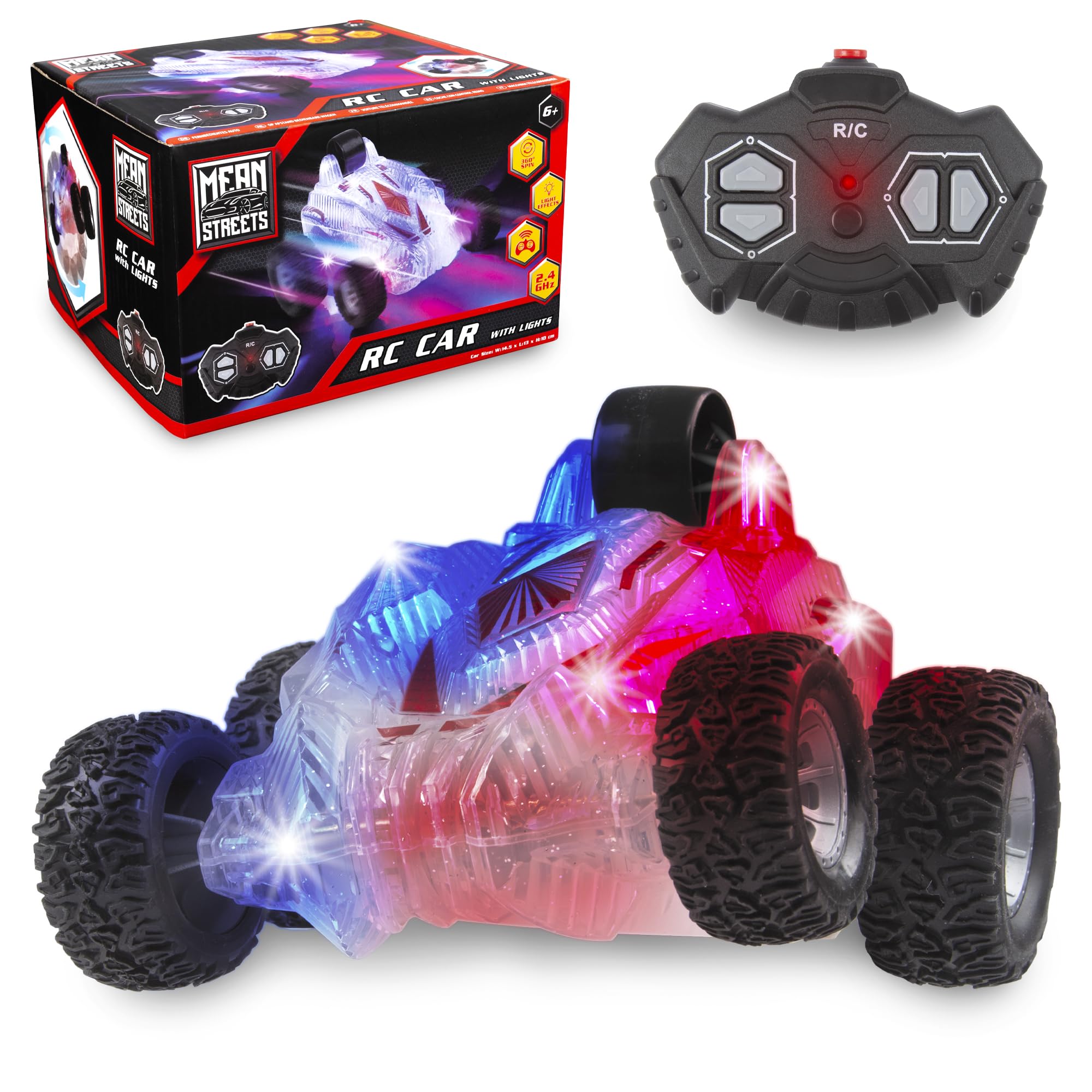 Abeec Mean Streets 2.4GHz RC Stunt Car - Light Up, 360° Flips - Kids Remote Control Car