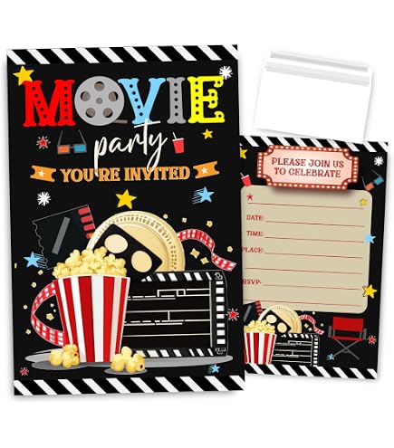 Movie Ticket Birthday Party Invitations With Envelopes Set Of 20 Movie Night Birthday Party Invites Fill In Blank