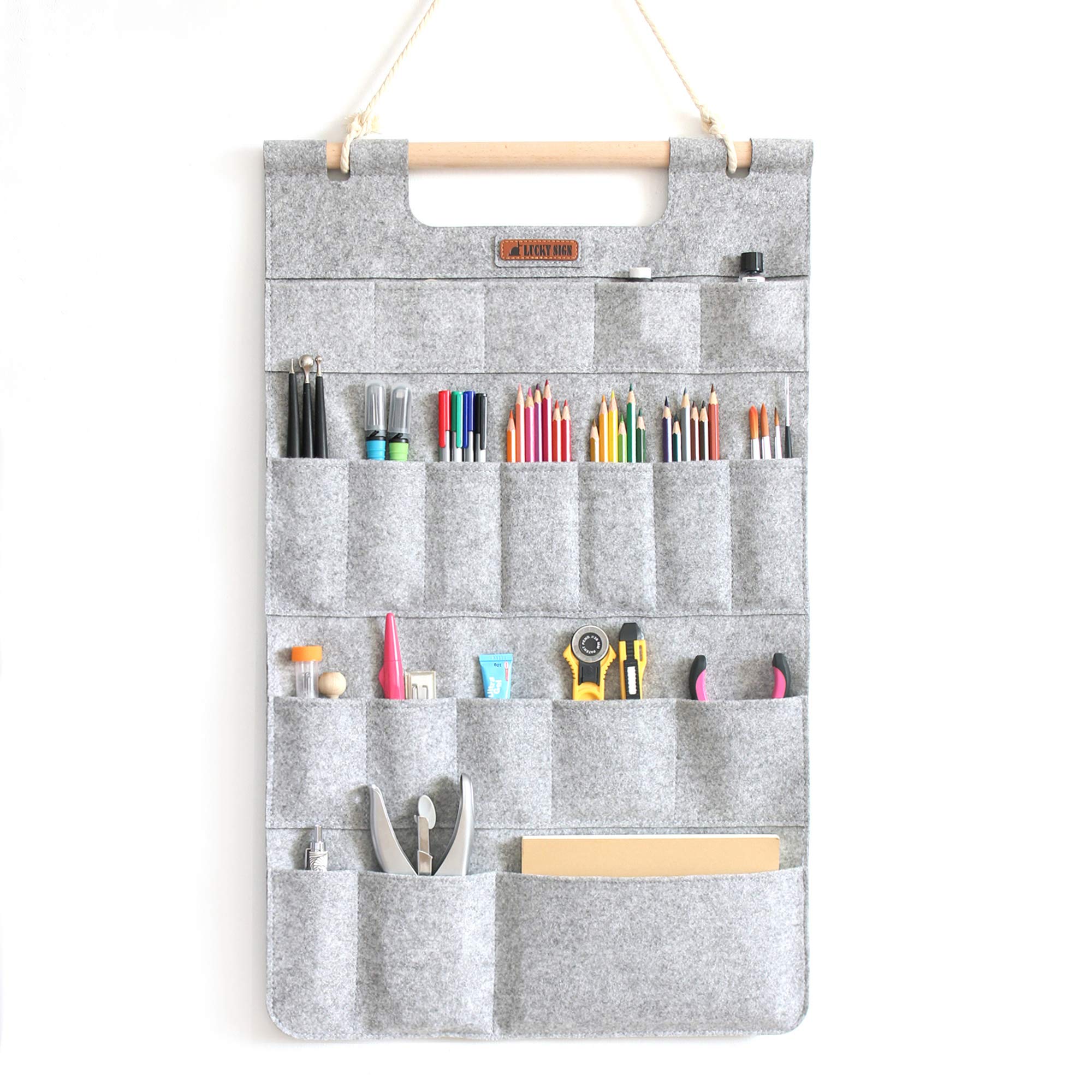 Lucky Sign Tools hanging Organiser Stationery wall Organiser, 68X42cm - Gray