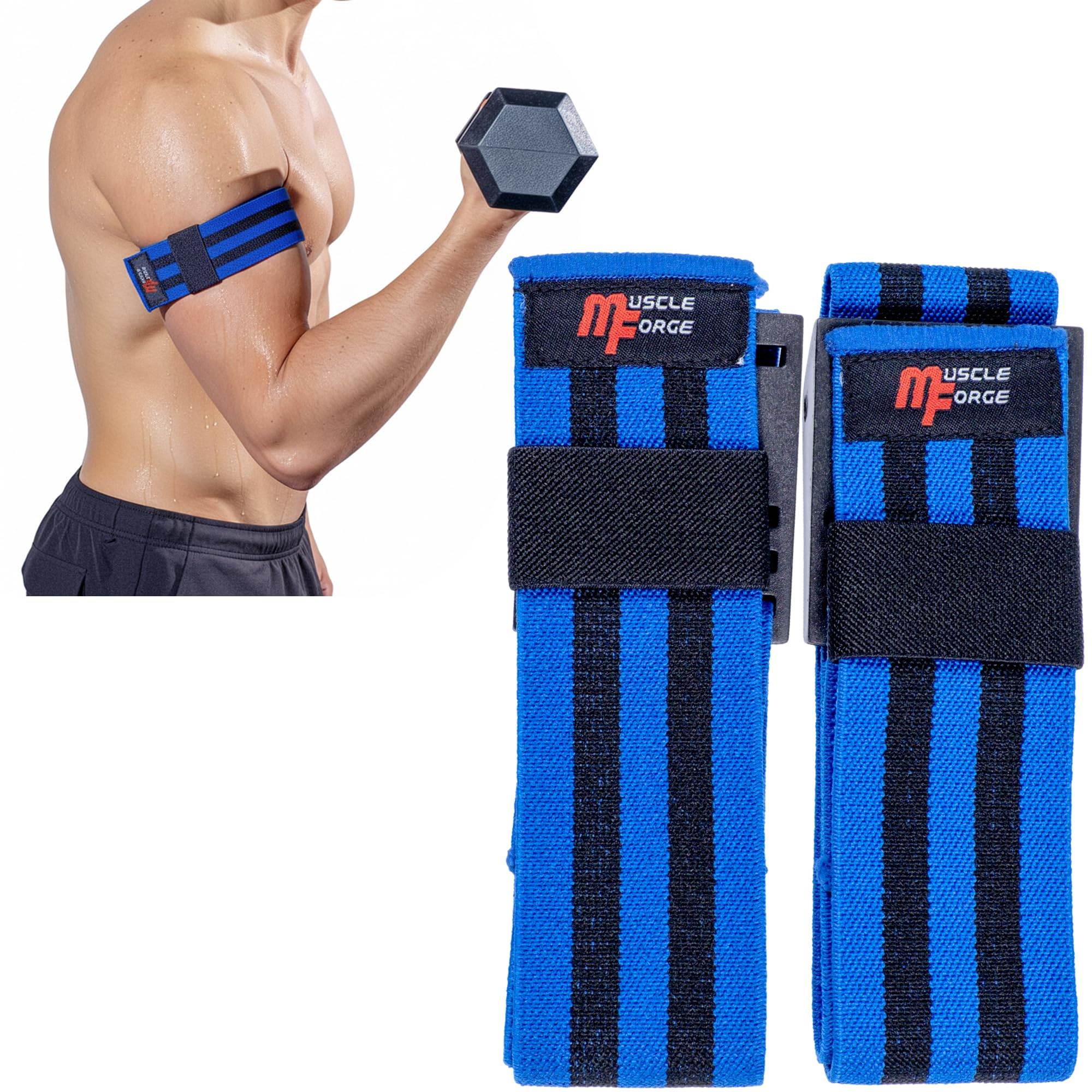 MuscleForge Occlusion Training Bands – Blood Flow Restriction Bands for Arms & Legs – Adjustable BFR Straps for Bodybuilding, Weightlifting & Rehab – Support Muscle Growth, Strength & Endurance