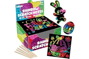 ZMLM Rainbow Scratch Mini Art Notes - 165 Holographic Magic Paper Pads Cards Sheets for Kids Black Crafts Arts DIY Party Favo