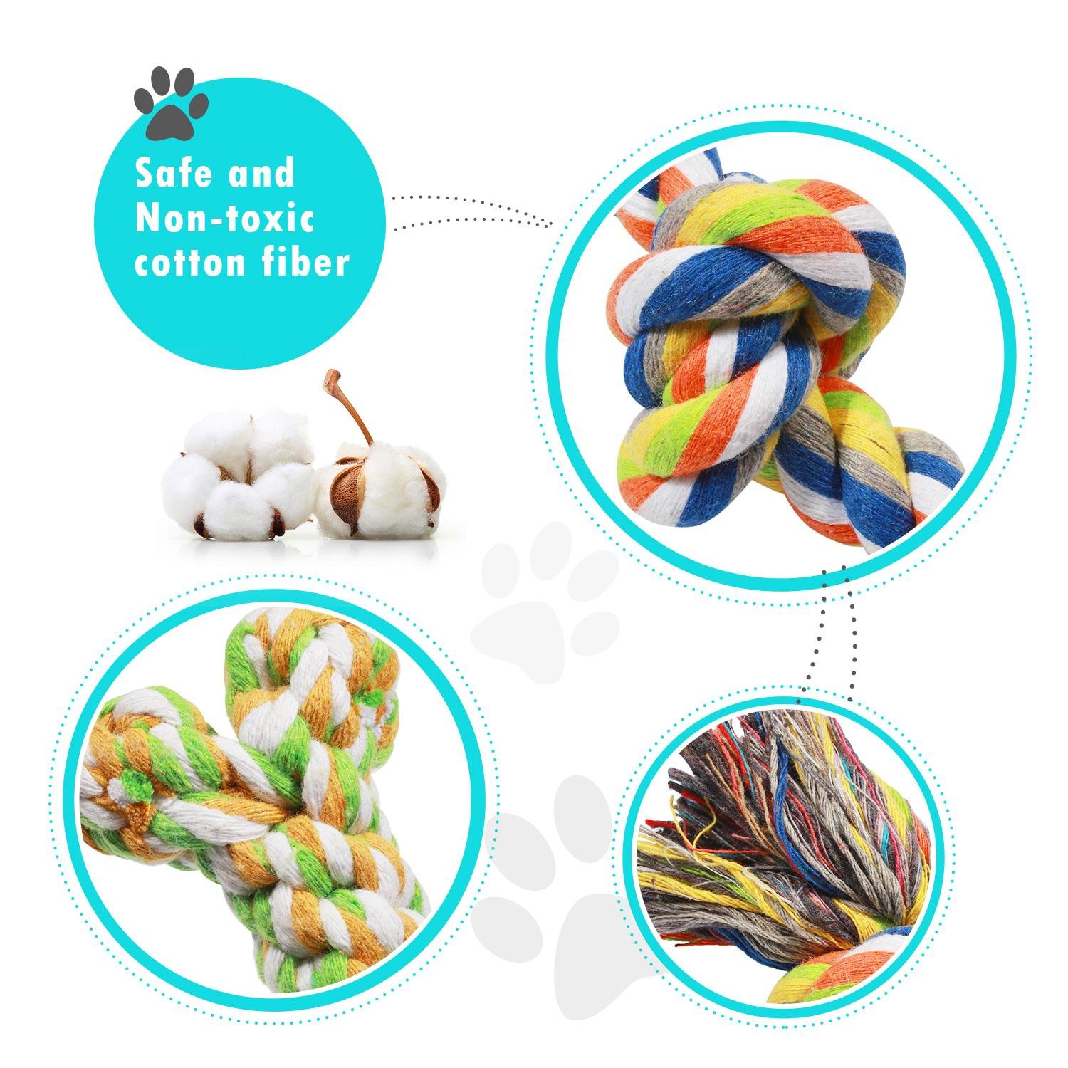 Pecute Dog Toys Puppy Pet Cotton Rope Toys Durable Chew Toy Set for Small and Medium Dogs - 6 Pack