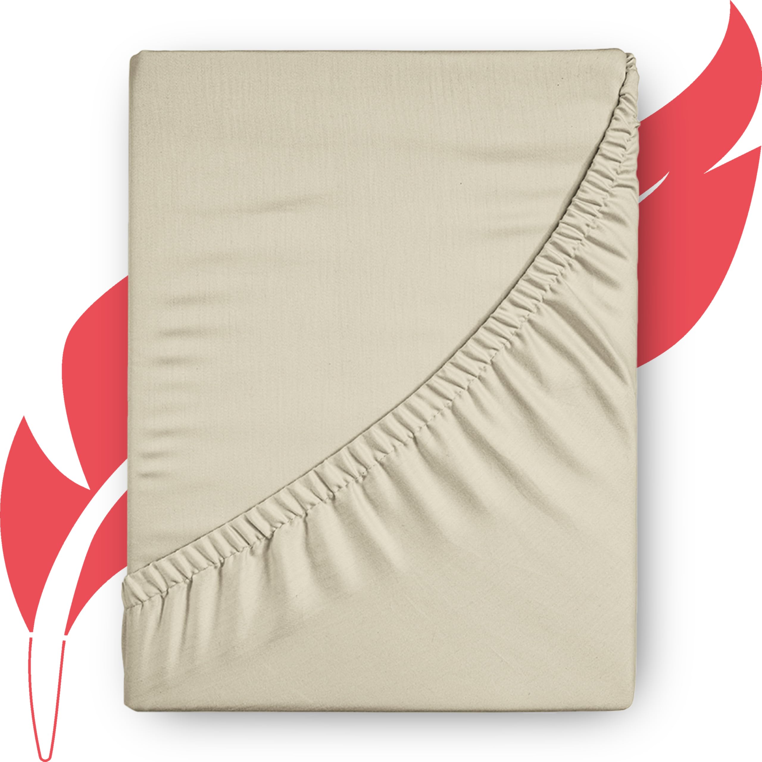 Photo 1 of Ashton Sheets Premium Egyptian Cotton Full Fitted Sheet Only - 22" Extra Deep Pocket Full Fitted Sheet, Easy Snug Fit, Soft Cooling Sateen Weave, Extra Long Staple Cotton Bottom Sheets - Sand